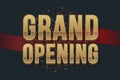 Grand Opening. Business startup ceremony. Vector illustration. Marketing event label. Abstract background golden glittering strass