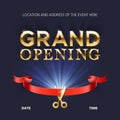 Grand opening ceremonial vector background with gold lettering