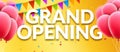 Grand Opening event invitation banner with balloons and confetti. Grand Opening poster template design Royalty Free Stock Photo