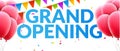 Grand Opening event invitation banner with balloons and confetti. Grand Opening poster template design Royalty Free Stock Photo