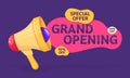 Grand opening label typography graphic design. Opening labels banners template.