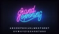 Grand opening neon. Glowing lettering neon billboard sign for opening ceremony Royalty Free Stock Photo