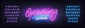 Grand opening neon template. Neon lettering banner Grand opening for event, sale, promotion