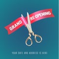 Grand opening or re-opening soon vector banner, illustration