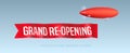 Grand opening or re-opening vector illustration, background with vintage zeppelin Royalty Free Stock Photo