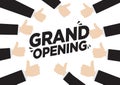 Grand opening sale message with lots of business thumb up hands