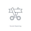 Grand opening scissor ribbon icon ceremony. Establish open business flat inauguration sign