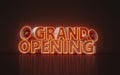 grand opening sign in retro neon glowing light banner 3d render concept