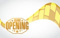 grand opening stamp sign gold wave background