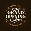 Grand opening template, banner, poster. Vector vintage illustration. Royalty Free Stock Photo