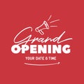 Grand opening template, banner, poster. Vector vintage illustration. Royalty Free Stock Photo