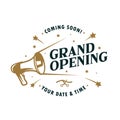 Grand opening template, banner, poster. Vector vintage illustration. Royalty Free Stock Photo