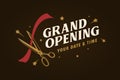 Grand opening template, banner, poster. Vector vintage illustration. Royalty Free Stock Photo