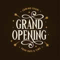 Grand opening template, banner, poster. Vector vintage illustration. Royalty Free Stock Photo