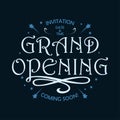 Grand opening - template for card, banner, poster with retro lettering. Concept of opening ceremony in vintage style. Vector. Royalty Free Stock Photo