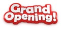 Grand Opening text banner on white background