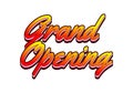 Grand opening. Text effect in yellow red color with 3 dimension effect Royalty Free Stock Photo