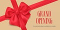 Grand opening vector illustration, background. Red ribbon cutting design element Royalty Free Stock Photo
