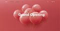 grand opening web banner with bunch of round red air balloons on red background with golden confetti, modern style Royalty Free Stock Photo