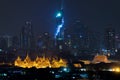 Grand palace bangkok at night in Bangkok,Thailand Royalty Free Stock Photo