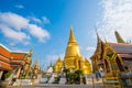 Grand palace emerald buddhist temple with gold pagoda