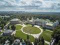 Grand palace of queen Catherine the Great in Tsaritsyno. Historical park Tsaritsyno is a landmark of Moscow. Aerial view Royalty Free Stock Photo