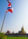 Grand palace and Thailand Flag Royalty Free Stock Photo