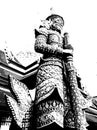 The grand palace wat phra kaew bangkok thailand Illustrations creates an Black and white illustrations