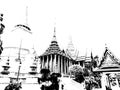 The grand palace wat phra kaew bangkok thailand Illustrations creates an Black and white illustrations