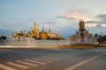 Grand palace and Wat phra keaw at sunset in Bangkok, Thailand.