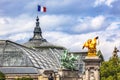 Grand Palais de Champs Elysees Statues Flag Paris France