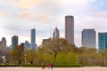 Grand Park and skyline of skycrapers in Chicago Royalty Free Stock Photo