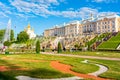 Grand Peterhof palace with fountain cascade and Lower park, Saint Petersburg, Russia