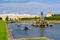 Grand Peterhof Palace and Neptune fountain in Upper park of Petrodvorets, Saint Petersburg, Russia