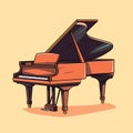 Vector illustration of a grand piano in cartoon style Royalty Free Stock Photo