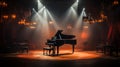 Grand piano in the center of a large hall Royalty Free Stock Photo