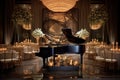 grand piano centerpiece in a sophisticated ballroom Royalty Free Stock Photo