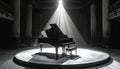 Grand piano on circular stage spotlight Royalty Free Stock Photo