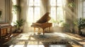 The Grand Piano in a Decorative Cozy European Living Room Royalty Free Stock Photo