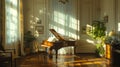 The Grand Piano in a Decorative Cozy European Living Room Royalty Free Stock Photo