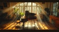 The Grand Piano in a Decorative Cozy European Living Room Royalty Free Stock Photo