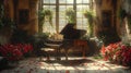 The Grand Piano in a Decorative Cozy European Living Room Royalty Free Stock Photo