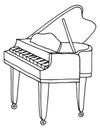 Grand piano doodle. Classic music instrument sketch