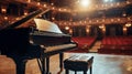 A grand piano in an elegant concert hall, awaiting the pianist's touch to fill the space with melody