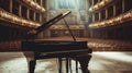 A grand piano in an elegant concert hall, awaiting the pianist's touch to fill the space with melody