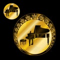 Grand piano golden award winner medal vector design