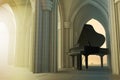 Grand piano in the gothic church