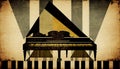 Grand piano keys background with an abstract vintage distressed texture in a geometric keyboard style painting Royalty Free Stock Photo