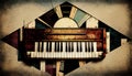 Grand piano keys background with an abstract vintage distressed texture in a geometric keyboard style painting Royalty Free Stock Photo