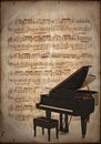 Grand piano with old music sheet Royalty Free Stock Photo